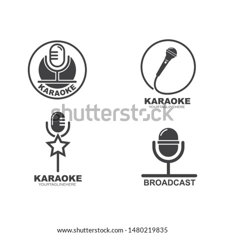 microphone icon logo of karaoke and musical vector illustration design template