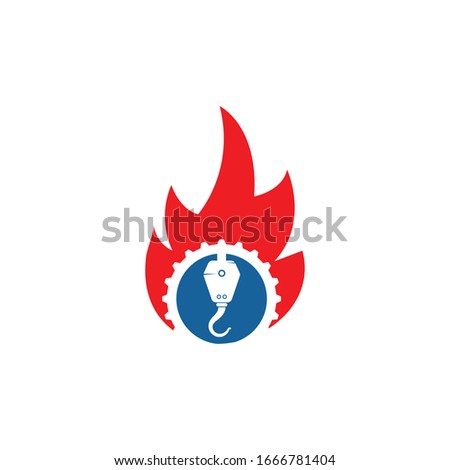 fire crane hook vector icon logo design template