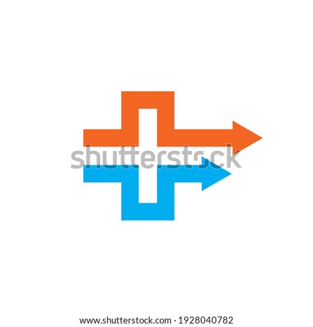 cross medical arrow  icon logo vector illustration design template