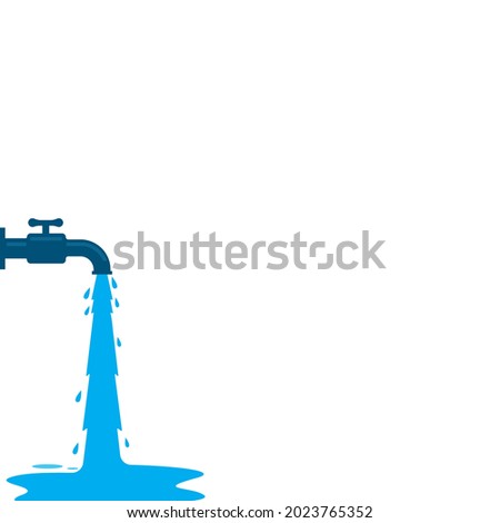 the faucet opens and the water flows to the floor or ground vector illustration design template web