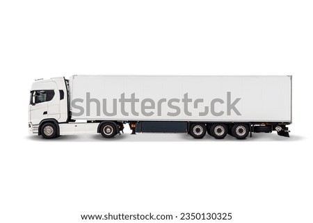 Similar – Image, Stock Photo White trailer on empty road between fields with vegetation