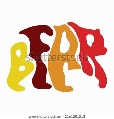 Bear wordmark or typography design. Bear texture drawing logo design