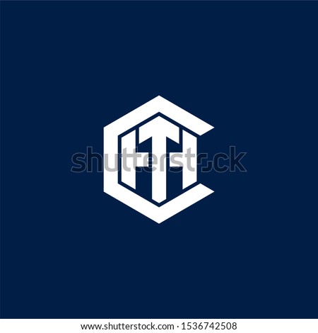 monogram letter htc logo design