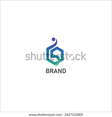 Arabic Letter F Tech Vector Logo Template