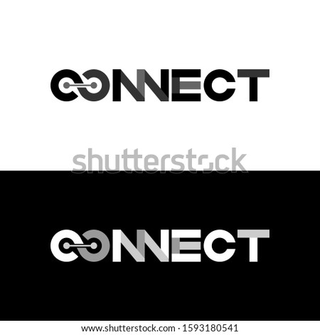 Simple and unique Letter or word CONNECT sans serif font in merging or connected image graphic icon logo design abstract concept vector stock. Can be used as a symbol related to wordmark or initial.