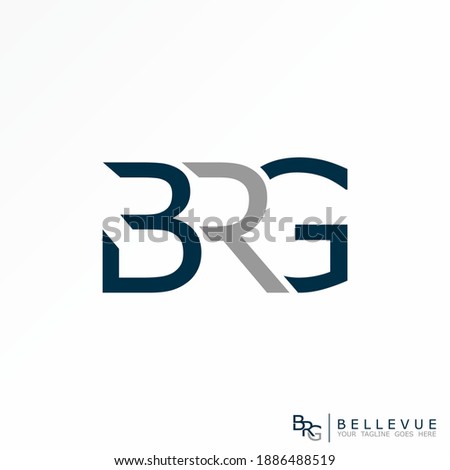 Letter BRG sans serif font in merging and cutting image graphic icon logo design abstract concept vector stock. Can be used as a symbol related to initial or workmark