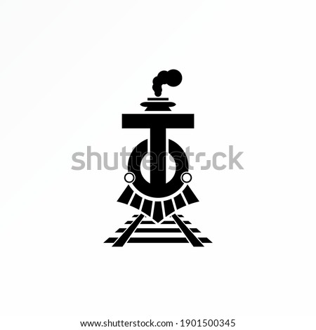 Letter T or TO font with Train head  or Locomotive, smoke, and rail  Image graphic icon logo design abstract concept vector stock. Can be used as a symbol related to initial or transportation