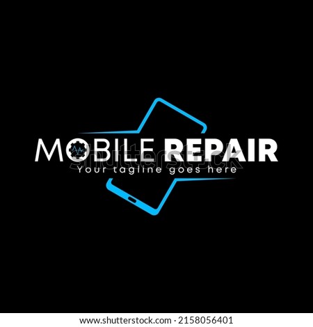 Simple and unique mobile phone repair in line art image graphic icon logo design abstract concept vector stock. Can be used as a symbol related to device or technician