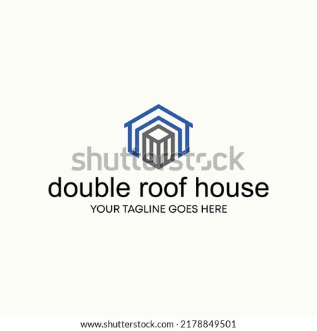 Simple and unique shape line double roof house homes with 3D image graphic icon logo design abstract concept vector stock. Can be used as symbol related to property or living