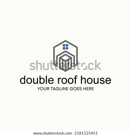 Simple and unique shape line double roof house homes with 3D image graphic icon logo design abstract concept vector stock. Can be used as symbol related to property or living