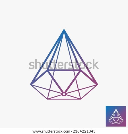 Simple and unique line shape octagonal or prism on 3D imagination image graphic icon logo design abstract concept vector stock. Can be used as symbol related to creative or mathematics