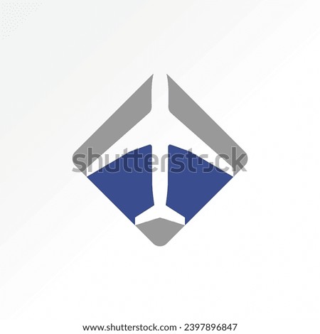 Logo design graphic concept creative abstract premium vector sign unique stock Aircraft Airplane Airline on rectangular. Related to travel sign trans