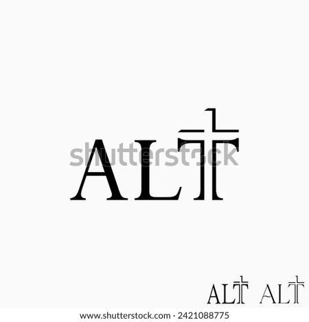 Logo design graphic concept creative premium vector stock initial letter Alt cross church  cutting off negative space. Related to religion christian