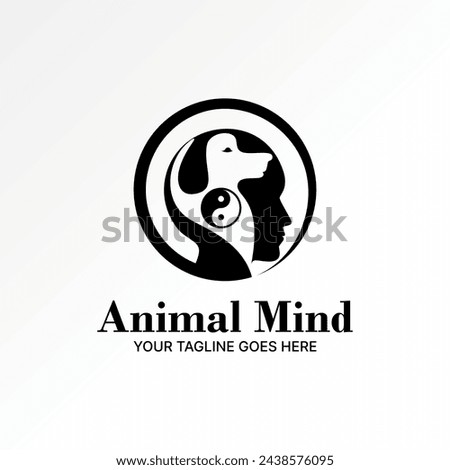 Logo design graphic concept creative premium vector stock abstract sign side face human fill head dog yin yang. Related to mind brain animal pets care