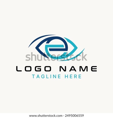 Logo design graphic concept creative abstract premium vector stock initial E font unique art eye view swoosh. Related to monogram typography branding