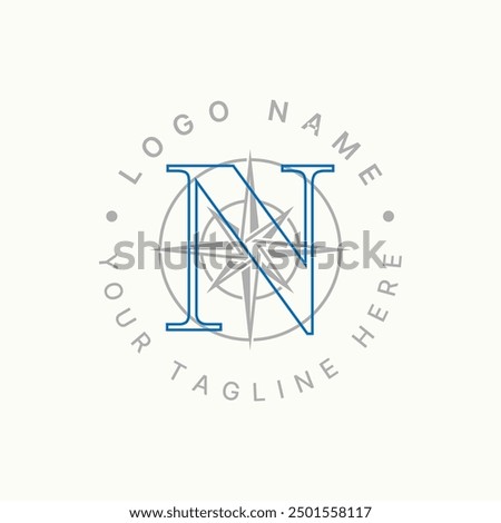 Logo design graphic concept creative premium vector stock initial N font Compass signpost adventure navigation. Related to place north west south east