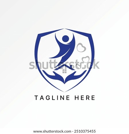 Logo design graphic concept abstract creative premium vector stock active two hands roof house living happy on shield. Related love support property