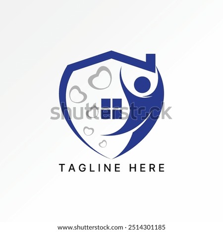 Logo design graphic concept abstract creative premium vector stock active body safety roof house living happy on shield. Related love support property