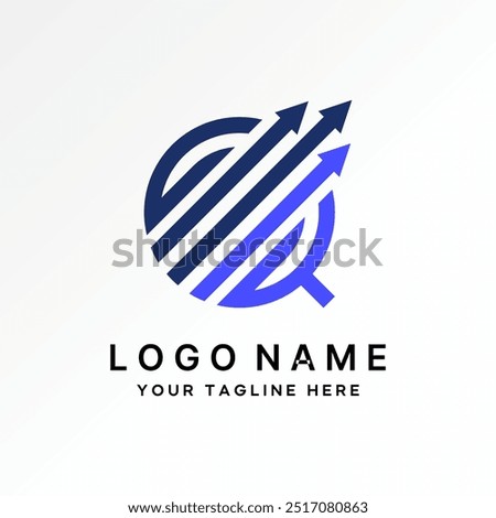 Logo design graphic concept creative premium vector stock initial line Q font with three arrows tranding increase Related to monogram typography brand