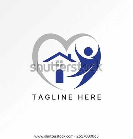 Logo design graphic concept abstract creative premium vector stock swoosh love roof house living active happy on shield. Related funs support property