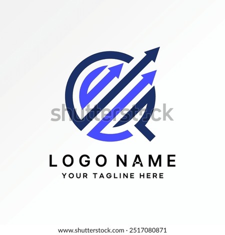 Logo design graphic concept creative premium vector stock initial line G or GQ font three arrows tranding increase. Related monogram typography brand