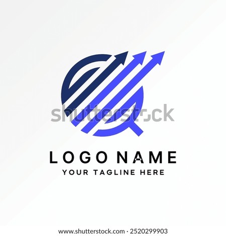 Logo design graphic concept creative premium vector stock initial line GQ or G font three arrows tranding increase. Related monogram typography brand