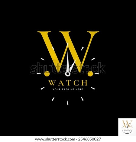 Logo design graphic concept creative premium vector stock image graphic watch clockwise sync letter W serif font Relate to monogram typography reload