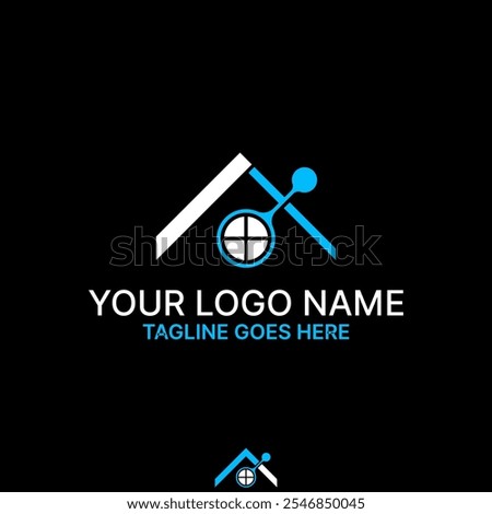 Logo design graphic concept creative premium vector stock image graphic simple unique home roof house window dot tech app Related to property mortgage