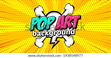 Comic pop art cloud bubble. Funny speech bubble. Trendy Colorful retro vintage background in pop art retro comic style. Illustration easy editable