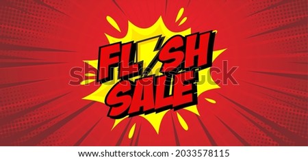 pop art comic burst trendy background flash sale text on cloud. vector illustration promotion sale