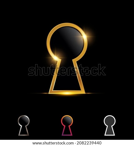 A Vector Illustration set of Golden Key Hole Vector Sign