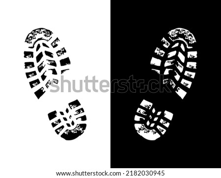 A vector illustration of Shoeprints icon in black and white vector sign