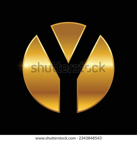 A vector illustration of Golden Circle Y Logo Vector Illustration in black background with gold shine effect