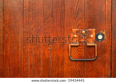 handle on the wooden door