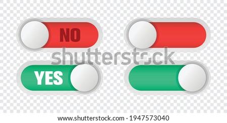 Yes and no toggle switch buttons isolated