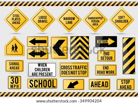 American traffic signs.
Vector illustration of traffic signs. 