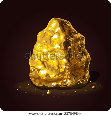 Game icon of gold nugget. Vector design for app user interface