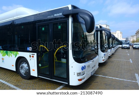 New modern city bus in Sofia, Bulgaria August 26, 2014