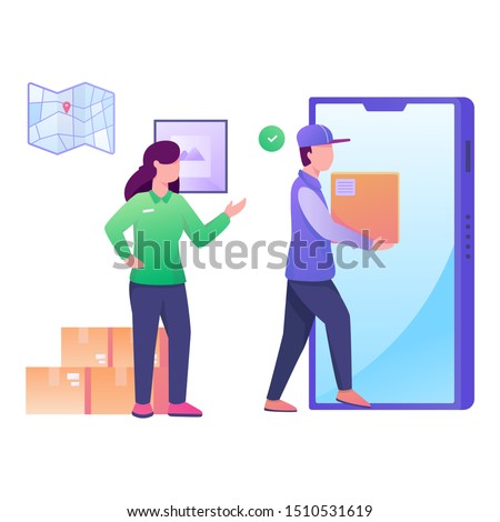 send package with mobile instructure illustration