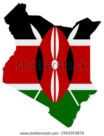Flag in map of Kenya