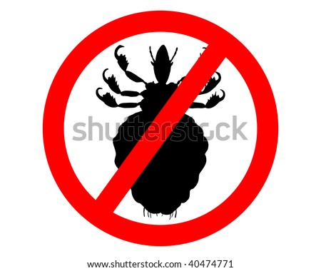 stock photo : Prohibition sign for lice on white background