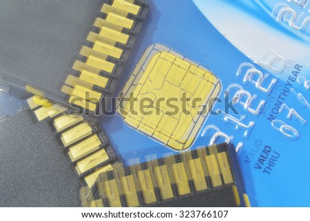 visa bank card and sd card for blur effect