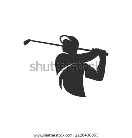 Golf gesture silhouette. Golf club logo, golf competition poster logo.