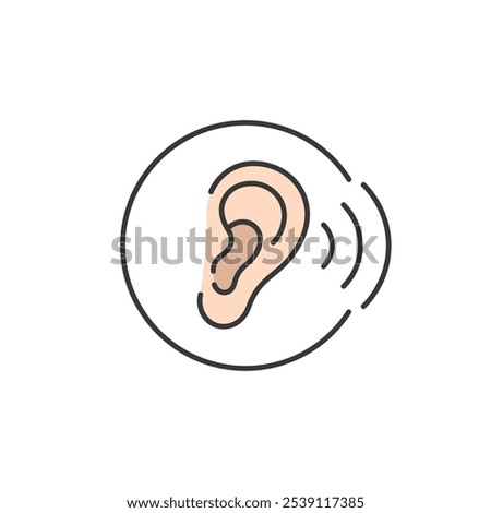 An auditory health icon, featuring an ear within a circle, symbolizing hearing and sound waves. It is relevant for medical and pharmacy contexts, emphasizing the importance of ear care and hearing