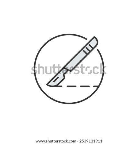 This icon depicts a precise surgical instrument showcasing a scalpel within a circle. It's essential in medical procedures, emphasizing its critical role in surgeries and treatments