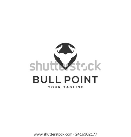 Head Bull and Pin Point Logo design vector illustration template