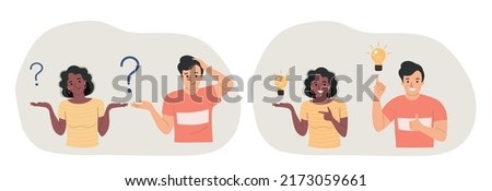 Similar – Image, Stock Photo Woman man and question mark