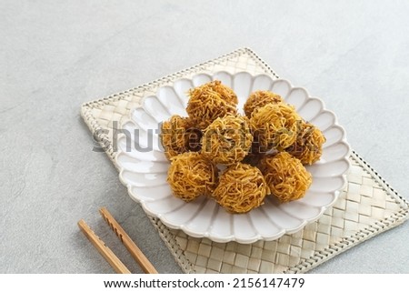 Grubi, Indonesian snack made from sweet potato with crispy texture and sweet taste. This grubi has a round shape.
 Zdjęcia stock © 