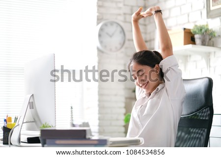 Similar – Image, Stock Photo Satisfied Asian woman on vacation during excursion