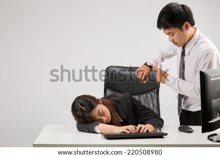 Asian woman sleeping at work Alert managers to